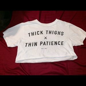 Thick thigh thin patience white crop top